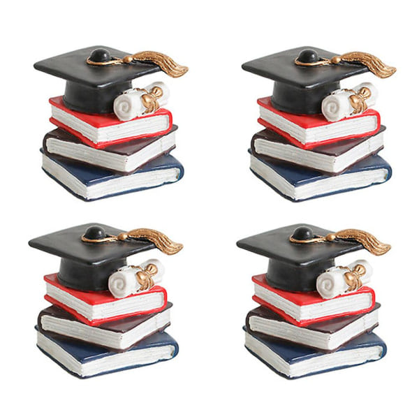 4 stk Kake Dekorativ Toppers Bok Form Kake Pynt for Eksamen Bursdag Svart 3,8x3,8x3cm