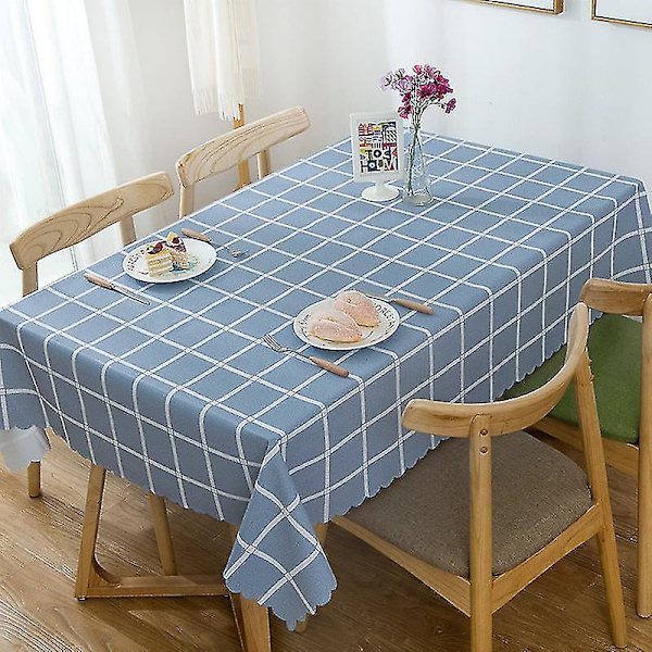 PVC duk vandtät stor rutig bordsduk dammtät duk Big blue grid 140*220cm
