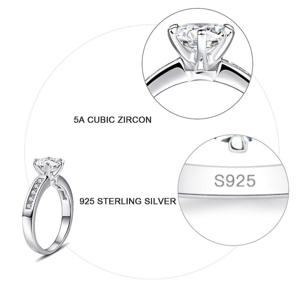 2,5 ct 925 silver brudringar för kvinnor runda Cubic Zirconia ringar Bijoux bröllopssmycken silver 6