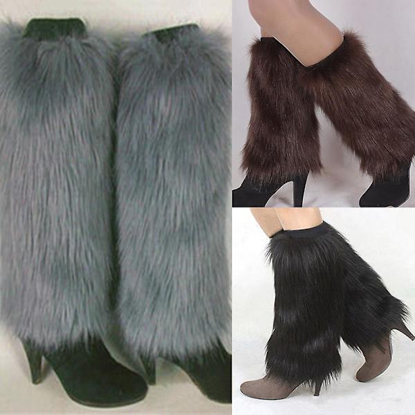 Lämmin muoti tekoturkikset yksiväriset pitkät jalat lämmittimet saappaan sukat yhteensopiva talvi naisten kaupunki Khaki 20cm