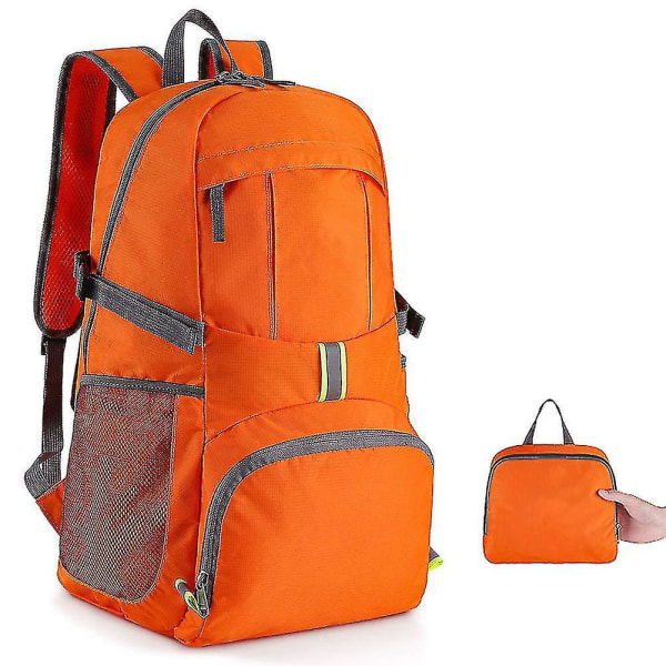 Vikbar ryggsäck Lätt ryggsäck, packbar liten ryggsäck Vattentät Resa Vandring Camping Promenad Herr Dam 1st-orange