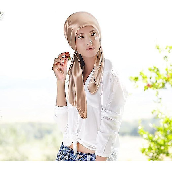 90*90cm Enfärgad Satin Square Scarf Mode Beach Dam Head Wrap Black