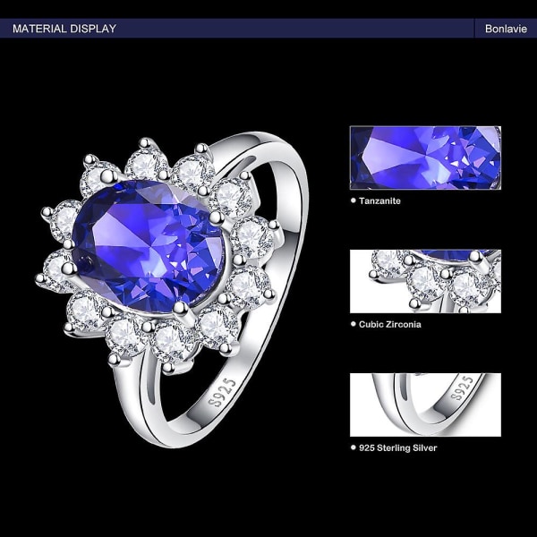 925 sterling silver smycken grossist klassisk blå ring sten 4.4ct naturliga tanzanit ringar för kvinnor storlek fina smycken purple