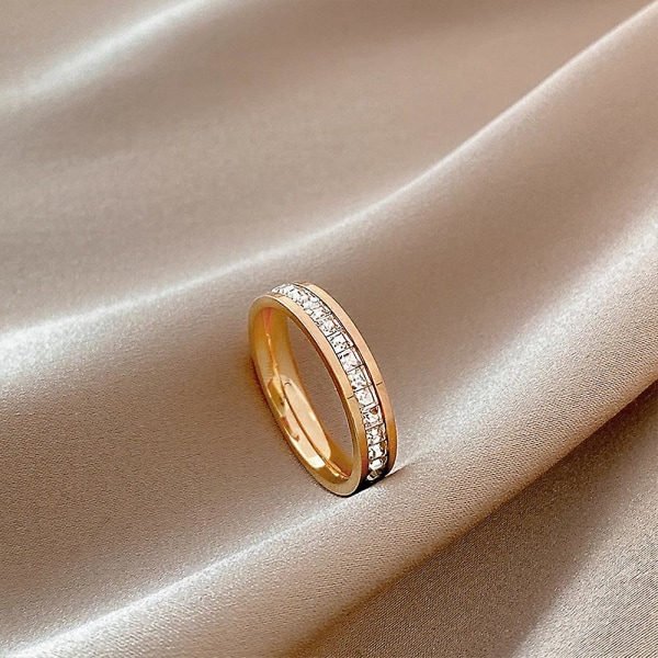 Gypsophila Ring Kvinnors Full Diamond Eternity Rings Förlovningsvigselring Gold 8