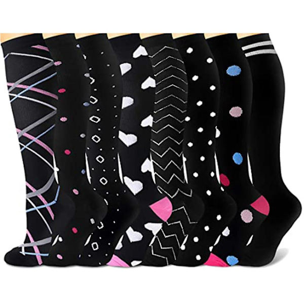 Unisex 8 par strumpor Brede Kalf Compressie Sportsockor