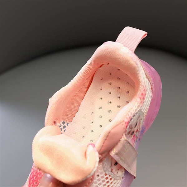 Princess Elsa Girls Glow Skor Barn LED Sneakers Lättviktsnät Pink 25