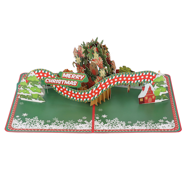 Håndlavet 3D julekrans lykønskningskort med kuvert, perfekt til julehilsner