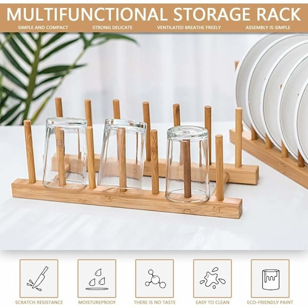 Kompakt Köksorganisatör, Bambu Trä Diskställ med Miljövänlig Bambu för Torkställ och Skärbrädeorganisatör (2 Enheter)
