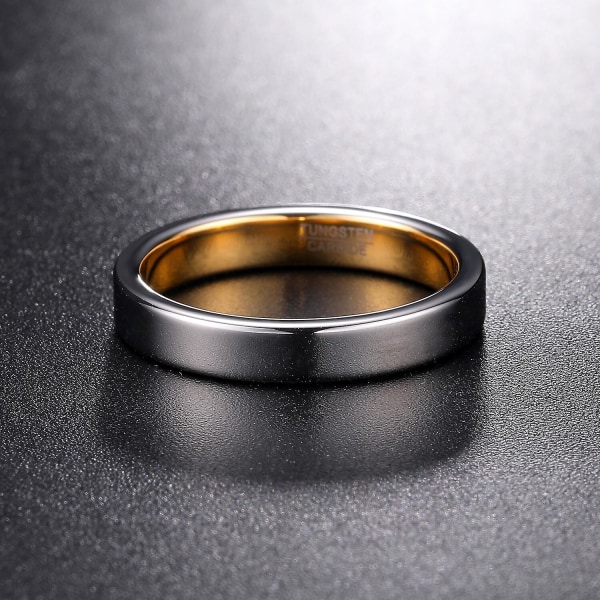 Nuncad 4 mm volfram stålring guldfärg högpolerad inre silverfärg elektrisk ring för män och kvinnor förlovningssmycken 10