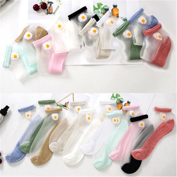 Mode Korta strumpor Andas Daisy Broderi Ankelstrumpor Dam Elastisk Spets