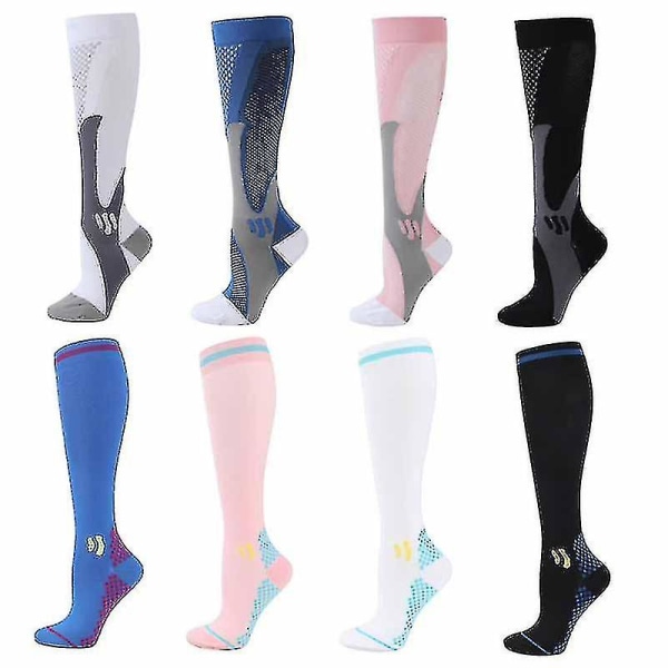 Herr Sport kompressionsstrumpor Unisex Run Nurse Socks för ödem Diabetes åderbråck Black2(5Pair) L-XL(EU40-46)