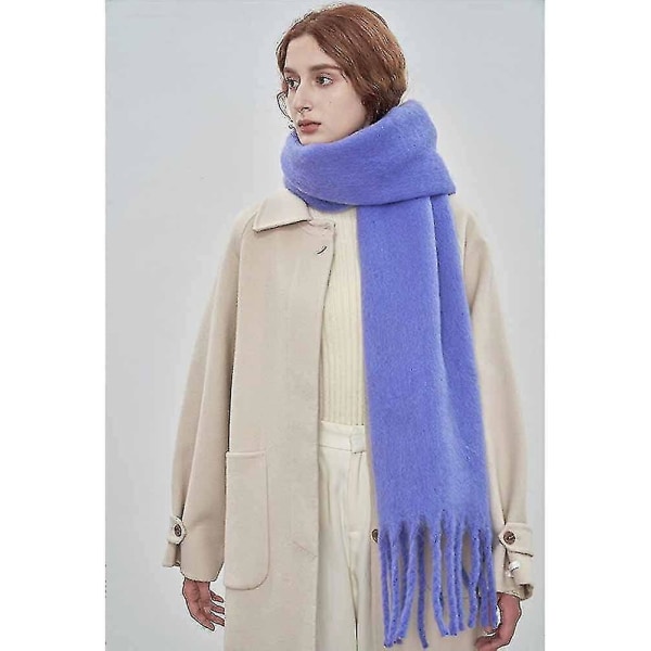 Stort tykt skjerf Fargerikt Cashmere Feel Oversized skjerf Teppe Mykt Stort ullsjal Tykt Vinter Varme Kvinner Purple