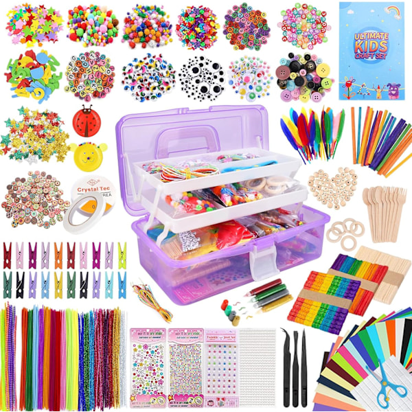 Scrapbook-set för barn 3000 delar med förvaringslåda, pysseltillbehör, pysselmaterial, papper och andra DIY-pyssel