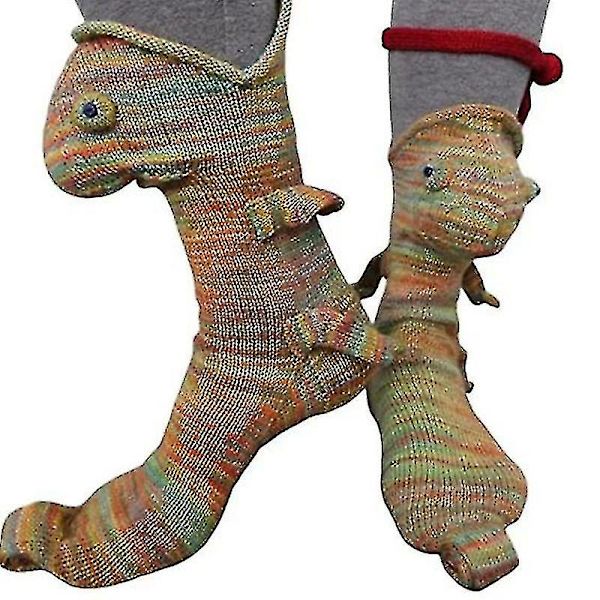 Strik Krokodillestrømper Dyrestrømpe Strikket Nyhed Vinter Varm julegave Chameleon Socks