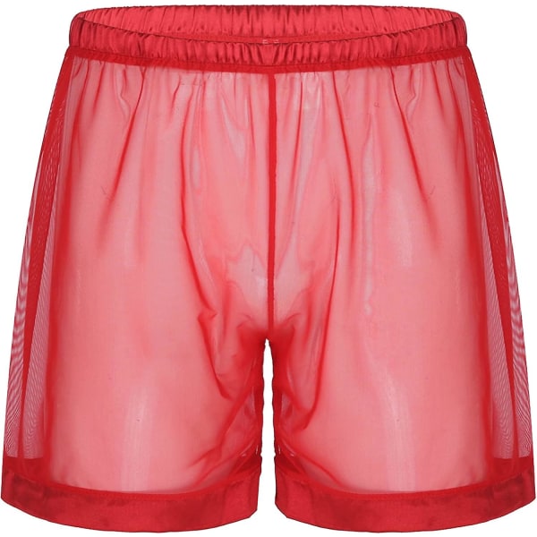 Genomskinliga mesh lösa shorts för män Lounge Underkläder Cover Up Boxer Trunks S-3xl M