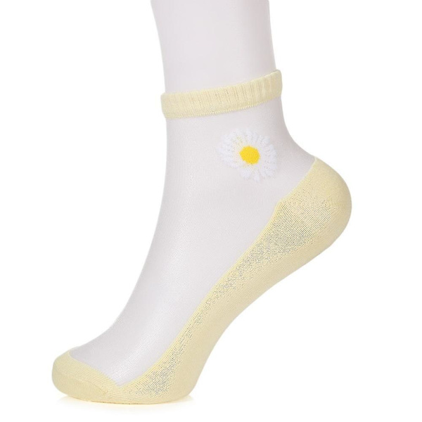 Mode Korta strumpor Andas Daisy Broderi Ankelstrumpor Dam Elastisk Spets