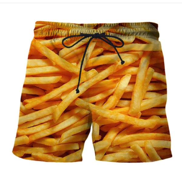 Pommes frites shorts chips Hamburg 3d surfbräda kort barn strandshorts män bagasjerom Masculina badbyxor sportbyxor pojke 5 M