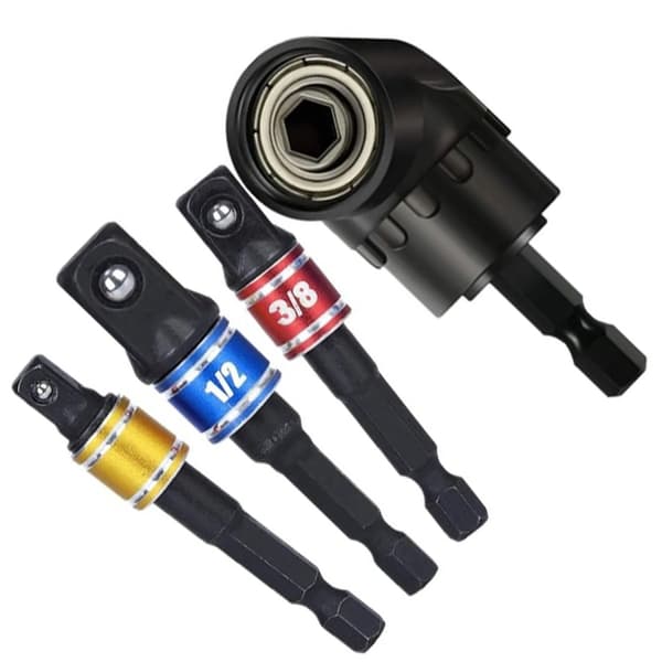 4 stk boradapter 105° vinklet bits 1/2 tommer 3/8 tommer 1/4 tommer 360° pipeadapter for mutter skrue 0.2