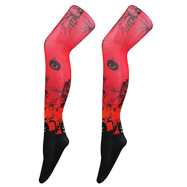 Kvinnor Flickor ogenomskinliga strumpbyxor Halloween Spider Bat Haunted House 3d Print Lår Höga Långa strumpor Strumpor Cosplay kostym Gray