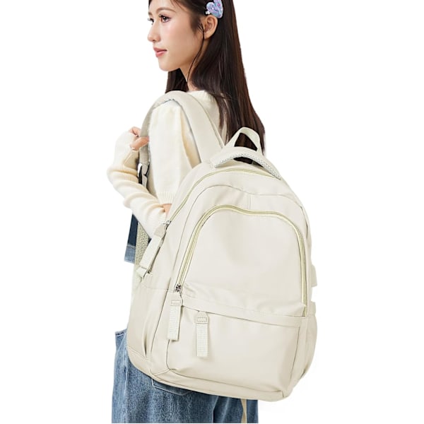 Laptop-ryggsekk, vanntett laptop-ryggsekk med 18-tommers USB-ladende skolesekk White