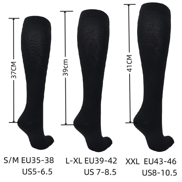 Mænd Kvinder Slanke kompressionsstrømper Anti Fatigue Sports Pressure Solid Running Elastik 1 Par XXL Grey