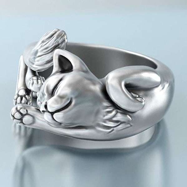 Katteformet ring Vivid Animal Figur Åpen Ring Legering Finger Smykker Justerbar Retro Style Default