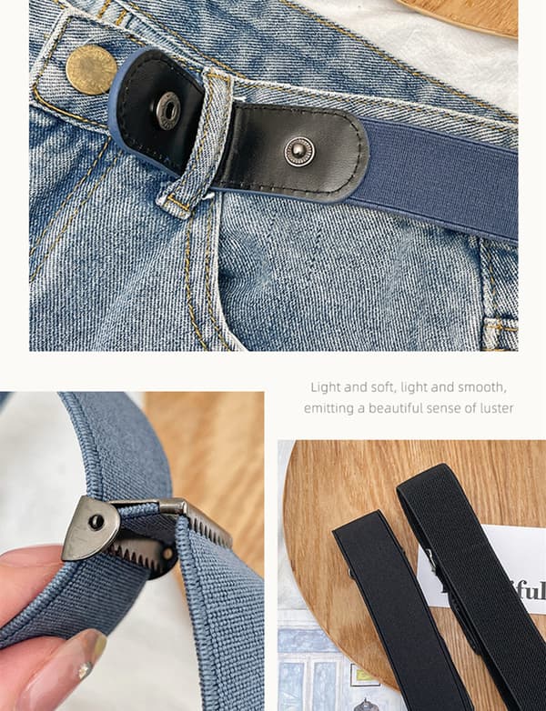 Spännlöst Elastiskt Bälte, Unisex Svart Svart M