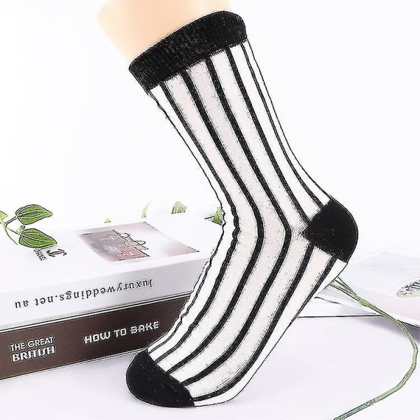 Harajuku Casual Cotton Socks Houndstooth Vertical Stripe One Size Vertical Stripe