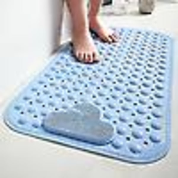 Halkfri duschmatta med fotskrubbborstemassager Blue 50x80cm