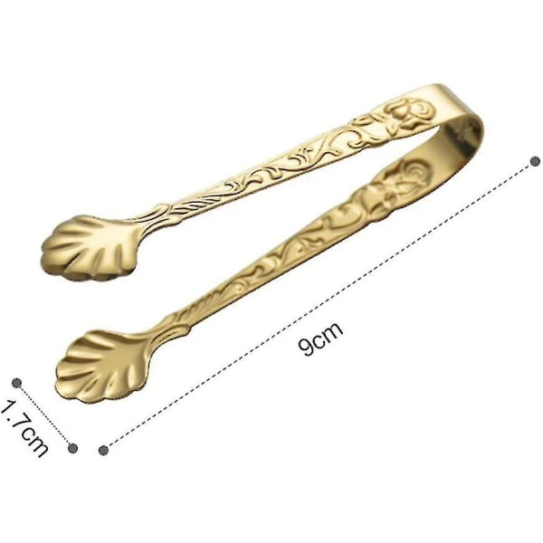 2 stykker Sockertång Rostfritt stål Ice Tangs Candy Bar Tång Ice Cube Tång Festdekorasjon gylden Gold