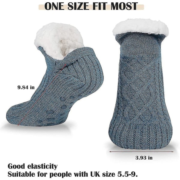 Naisten tohvelisukat - pörröiset sukat, neulottu paksu fleecevuorattu lämmin kodikas talvi