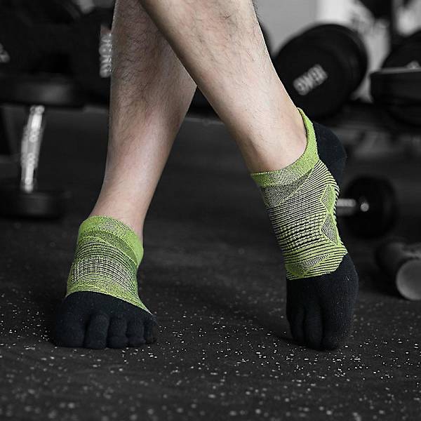 Tåstrumpor Herr Dam Athletic Running Coolmax Five Finger Ankel/crew strumpor, Bekväm Andas Lättvikt Green 39-42