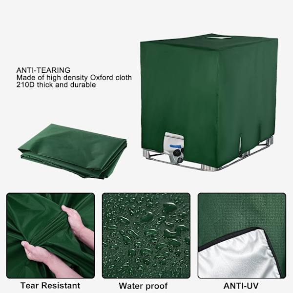 IBC-säiliö, suoja, anti-UV, suojakotelo vesisäiliölle 1000 l, suojakansi Grön