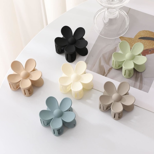 Hårspenner, 6 matte blomsterhårspenner, 6 farger