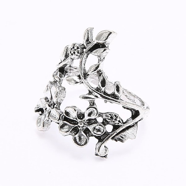 Sett med 4 villblomstringer Vintage stil hule ring smykker gave til kvinner Default