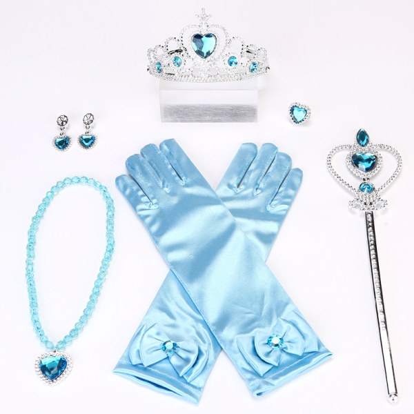 Prinsessapukeutumisasustaja Prinsessa Queen Wand ja Tiara Crown Dress Up Accessoarer Girl Set Sky blue