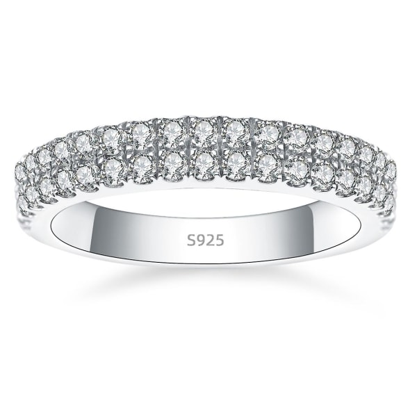 Rund 925 Sterling Silver Ring Klar Cz Mode Stapelbar Klassisk Lyx Kvinnor Förlovningsring Present silver 6