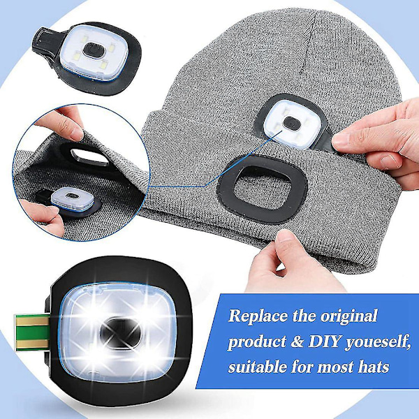 USB-oppladbare LED-hettelys, 4 stk, sterk, middels og svak lysmodus LED-hette