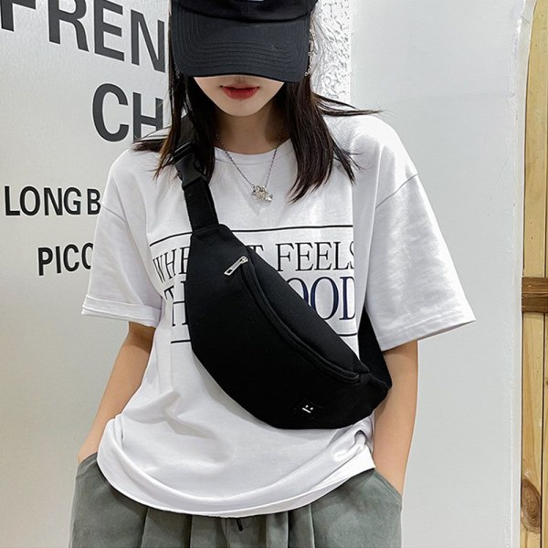 Dam Fanny Pack Midjeväskor Canvas Bum Bag VIT white