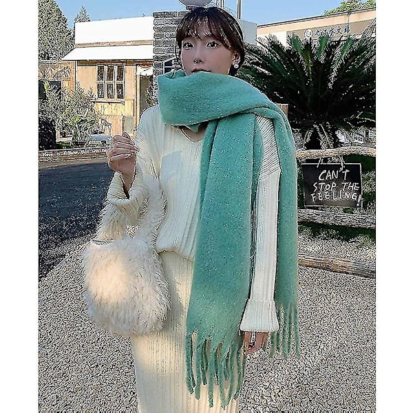 Stort tykt skjerf Fargerikt Cashmere Feel Oversized skjerf Teppe Mykt Stort ullsjal Tykt Vinter Varme Kvinner Matcha Green