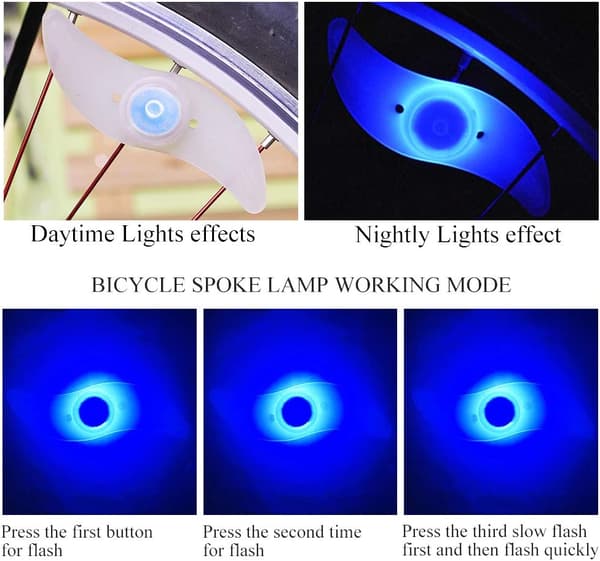 4 x LED-pyörän pyöränvalo, vedenpitävä, 3 vilkkutilaa Blue