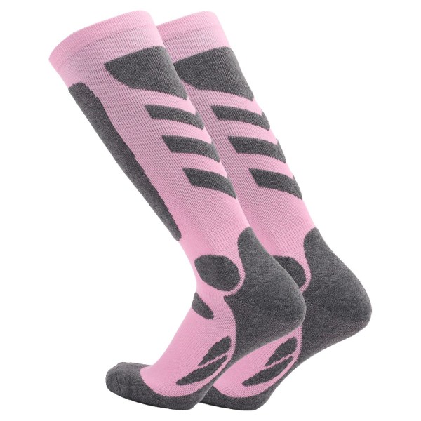 Farfi 1 Pair Knee-high Skiing Socks Sweat-absorbent Cotton Air Permeability Hiking Socks For Sports Pink M