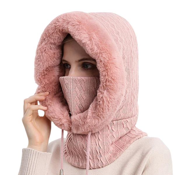 Vinter Outdoor Riding Hodeplagg Kaldtikker Ski Cap Varm Skjerf Mask Helt stykke Pink