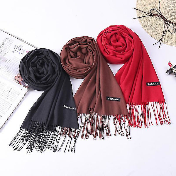 200*70cm Vintersjalar Polyester Cashmere Scarf Med Tofs
