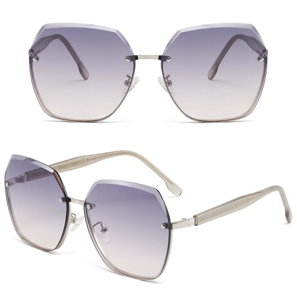 Lätt Lyxglasögon Dam Solglasögon Stor Ram Solglasögon Gradient Kantlösa Solglasögon Mode med ljus Mak Silver frame gray gradually va