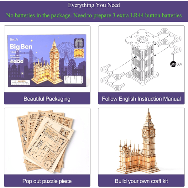 3D Trepuslespill Big Ben Modellbyggesett for Voksne å Lage Big Ben Bursdagsgaver til Familie og Venner