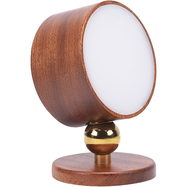 Magnetisk væglampe i træ, 360° roterbar LED væglampe USB genopladelige lamper batteridrevet dæmpbar lampe magnetisk skabslampe husholdningsli