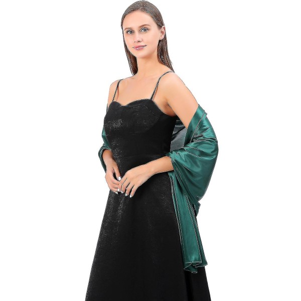 Sjal Kjoler Kveldsfest Wrap Bryllup Satin Pure Color Cape Shrugs Boleros A Dark green