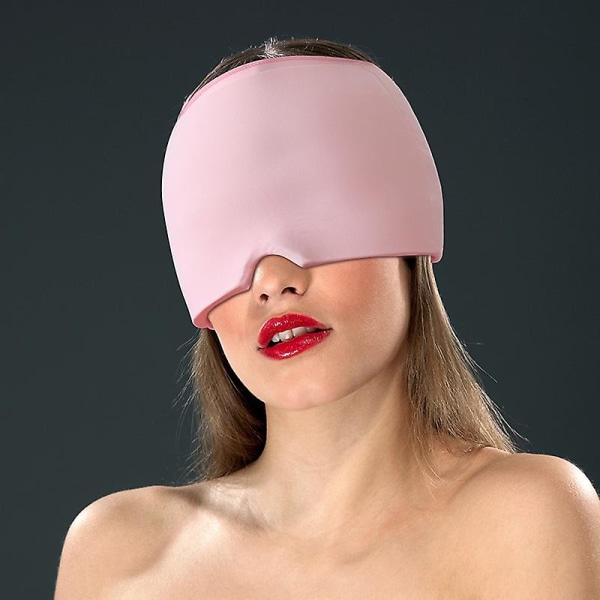 Angepasste Gel-Eis-Mütze zur Linderung von Kopfschmerzen und Migräne, Kältetherapie-Migräne-Maske, bequeme, dehnbare Eisbeutel-Augenmaske Pink
