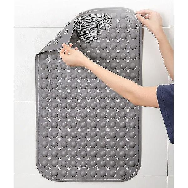 Halkfri duschmatta med fotskrubbborstemassager Grey 40x70cm